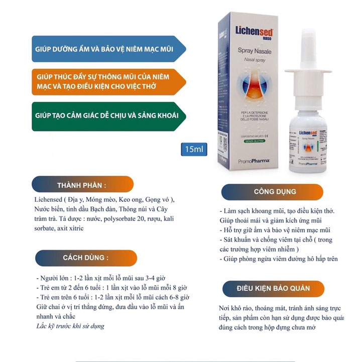Xịt mũi Lichensed Spray Nasale tiện lợi sử dụng